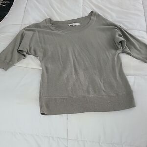 Ann Taylor Loft Women's Sage Green Scoop Neck Sweater Cashmere 3/4 Sleeve